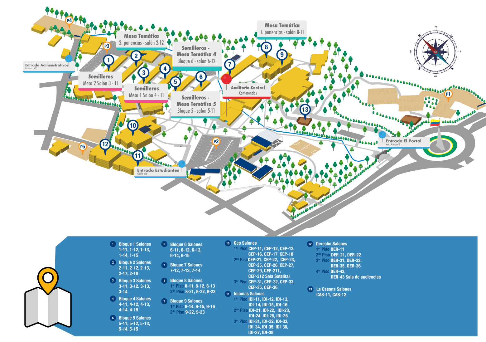 Mapa ubicación salones y conferencias V congreso de Comunicación